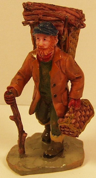 Grandpa carrying firewood & basket 2-3/4 in. train figure