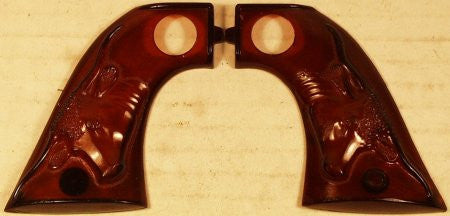 Hubley Cowboy Grips Dark Amber Grips with long horn steer detail. 2-1/2"