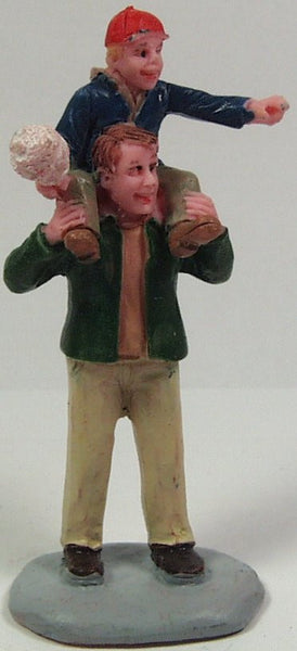Dad carrying little boy with cotton candy 2-5/8 in. train figure