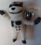 Raccoon Astronaut decoration.  6" with plastic helmet dome.