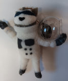 Raccoon Astronaut decoration.  6" with plastic helmet dome.