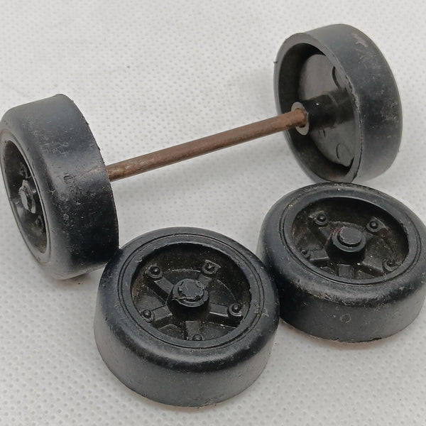 Vintage original wheels and one axle. 1-1/8"