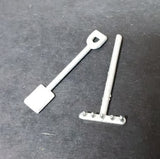 Miniature vintage toy rake and shovel. 1-1/2"