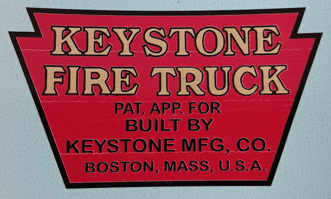 Keystone Fire Truck Decal.  2-1/2" x 2"