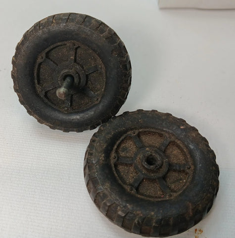 Original 2" toy truck tires and axle.  Buddy L Wyandotte etc.