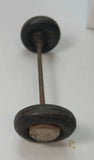 3-1/2" toy car axle with wheels and hubs Original condition. Axle bent