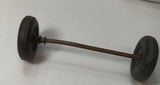 3-1/2" toy car axle with wheels and hubs Original condition. Axle bent