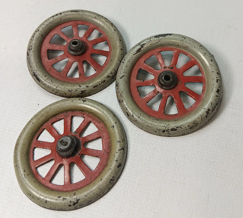 Lehmann, Bing etc original tin toy car wheels 1-9/16"x 1/8'