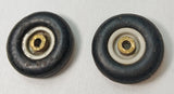 Lot of 2 toy airplane wheels. 1-3/8" Rubber with metal hub.
