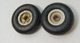 Lot of 2 toy airplane wheels. 1-3/8" Rubber with metal hub.