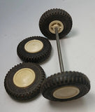 Andy Gard tires :  Super Cushion Lot of 4 tires with hubs & 3" axle. As is condition original