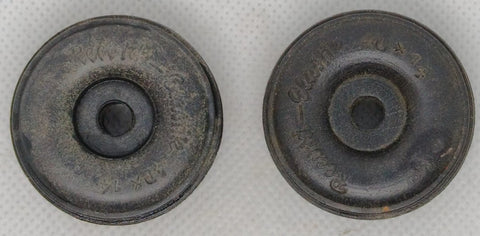 1-1/2" Lot of two original toy airplane wheels.  Marked Record Elastik 40 x 14. German