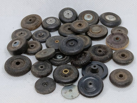 Large lot of original toy wheels and hubs.  Various makes and sizes.