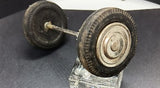 1-1/2" Wheels on 3-1/2" Axle with drive gear attached.