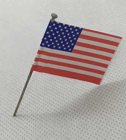 Toy boat paper US Flag. 1-3/8" x 1" - Pole 2-1/2"