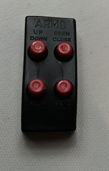 Original part of vintage toy  remote control box Marked ARMS and 4 buttons. No backing