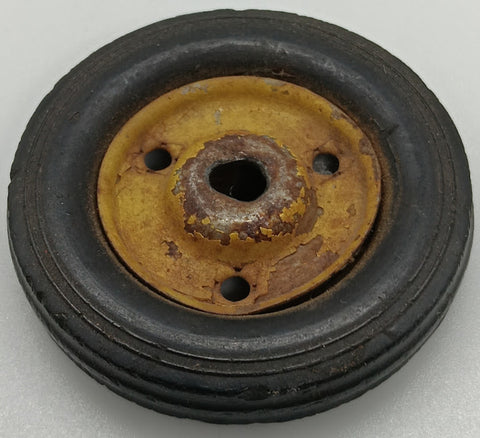 Vintage toy original tin wheel. 2-2/8 x 3/8" Red/black