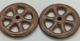 1-3/16" Cast iron 6 spoked wheels Set of two only.