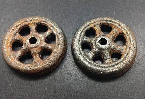 1 -1/2" Cast iron Arcade vintage toy wheels.  Lot of 2