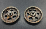 1 -1/2" Cast iron Arcade vintage toy wheels.  Lot of 2