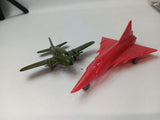 Lot of 2 small 3-5" plastic aircraft.  Fighter Jet/ twin engine.