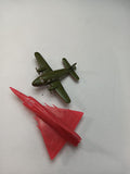 Lot of 2 small 3-5" plastic aircraft.  Fighter Jet/ twin engine.
