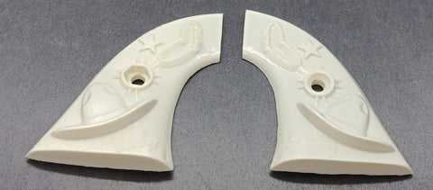 Hubley Six Shooter Cowboy Gene Autry cap gun Grips cream With Hat/spur detail