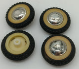 Set of four tires with white wall detail and hubs 1-1/2"