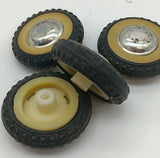 Set of four tires with white wall detail and hubs 1-1/2"