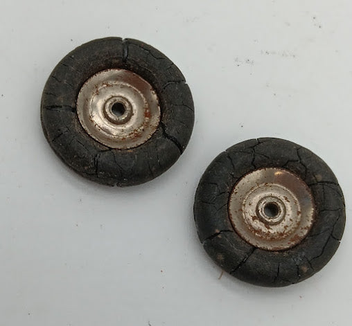 Original 1950's toy car wheels with metal hubs. 7/8" Hubs are 1/2" wide