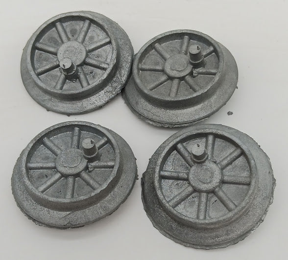 Lot of 4 cast spoked train drive wheels. 1-1/2"