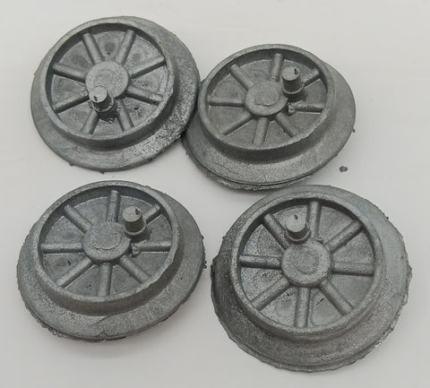 Lot of 4 cast spoked train drive wheels. 1-1/2"