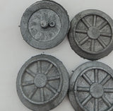 Lot of 4 cast spoked train drive wheels. 1-1/2"