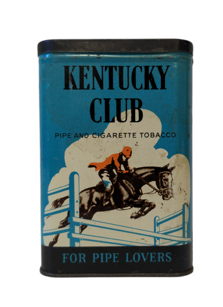 Vintage KENTUCKY CLUB Hinged Pipe Cigarette Tobacco Pocket Tin w/ Horse & Jockey