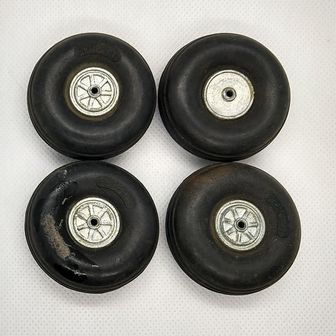 Vintage 'Perfect' rubber model kit wheels : Lot of 4 Balloon Wheels 2" x 3/4"