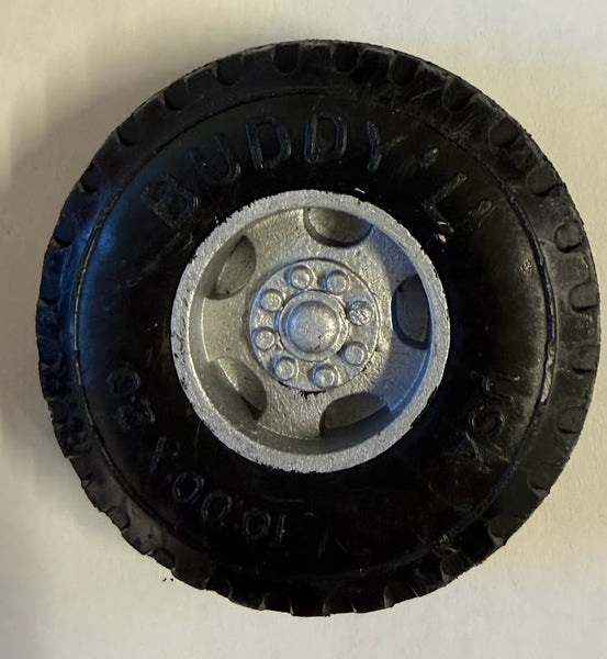 Buddy L plastic wheel OD is 2-3/8 in.