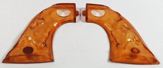 Light Amber Hubley Cowboy Steer Head cap gun Grips