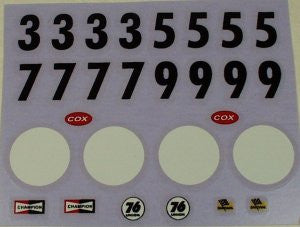 Cox 1/24th scale Cheetah and Chaparral Decal Set