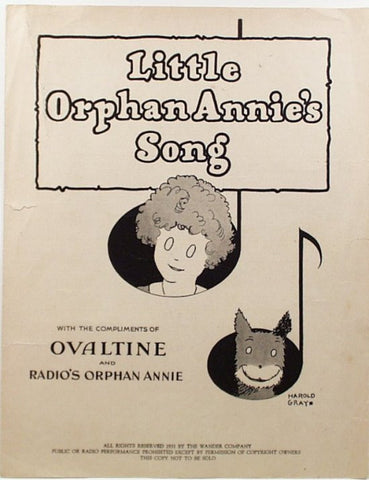 Ovaltine Premium Little Orphan Annie's Song Sheet Music