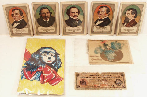 Lot : squeaking dog card & pictures of authors