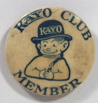 Kayo Club Member Celluloid Button 1930s Kayo Chocolate