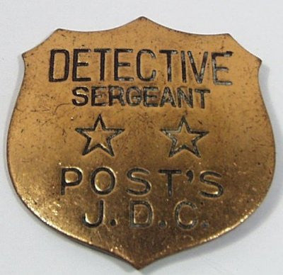 Gold color Post's Early Detective Sergeant Badge Premium 1-1/2"