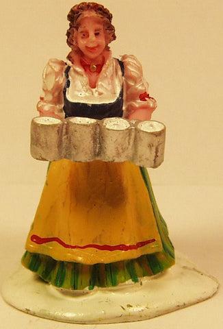 Lady carrying beer steins 2-3/8 in. train figure :