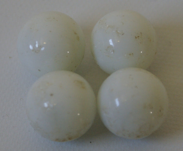 White toy marbles 5/8" Four marbles in set for games and toys.