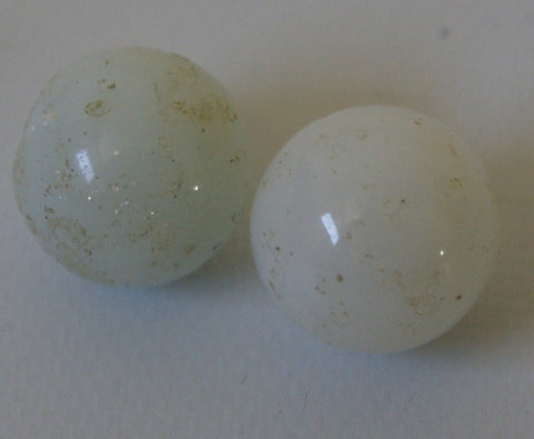 White toy marbles 9/16"  Two marbles in set for games and toys.