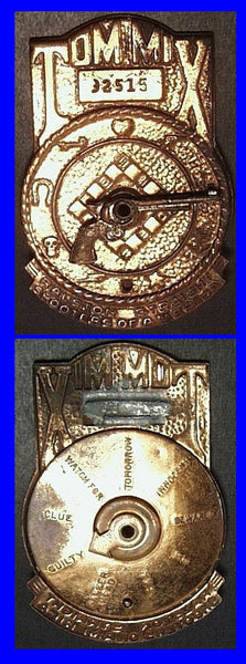 Tom Mix Six-Gun Brass Decoder Badge