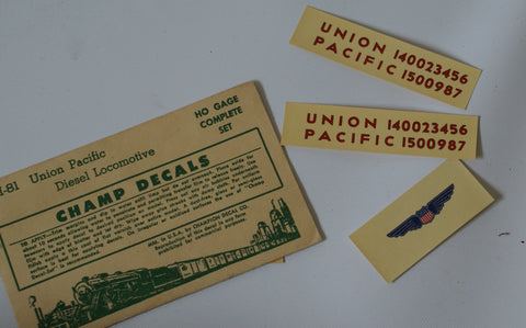 Original Union Pacific HO Decals.