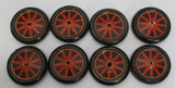 Tinplate Lithographed wheels.  2-5/8" Diameter.