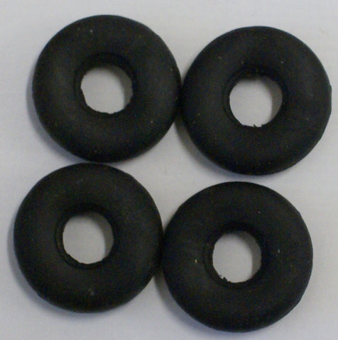 Vintage toy tires : 1" x 1/3" Black rubber. Set of Four