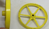 Cast metal toy wheels 2"x 2/8 rim.  Yellow (pair)